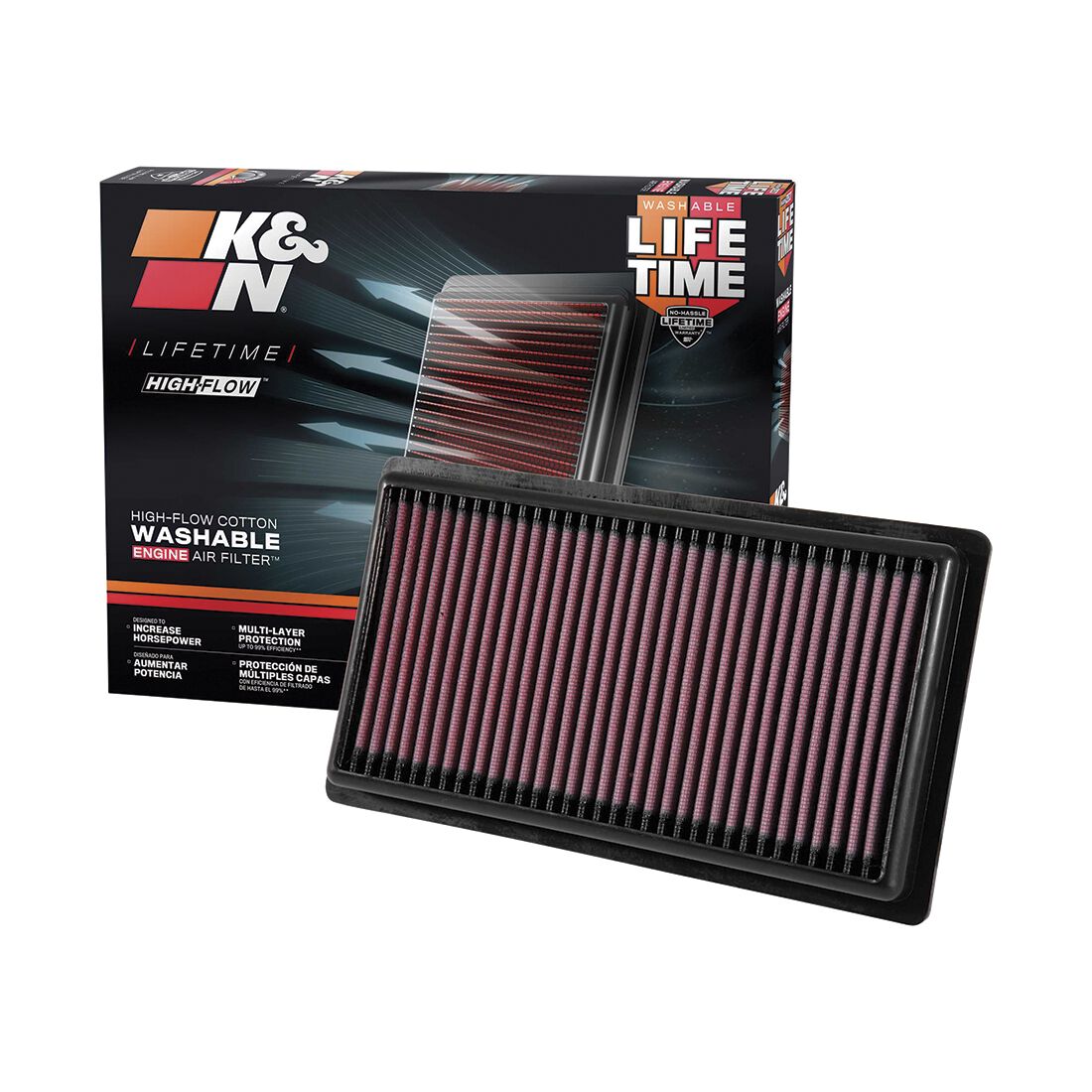 K&N Air Filter - 33-3080 (Interchangeable with A1976), , scaau_hi-res