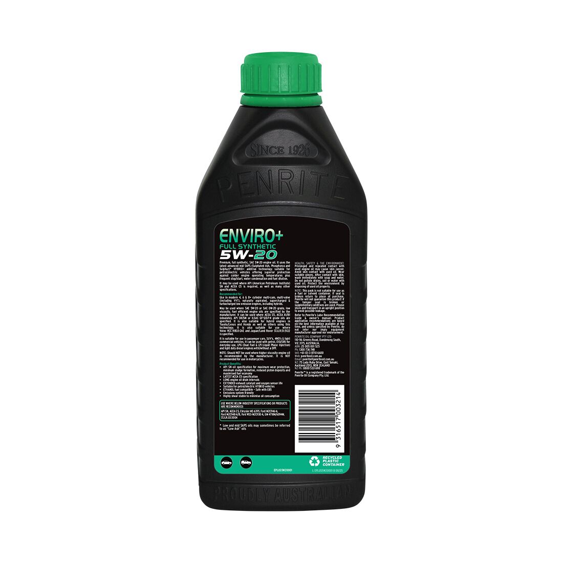 Penrite Enviro+ Engine Oil - 5W-20 1 Litre, , scaau_hi-res
