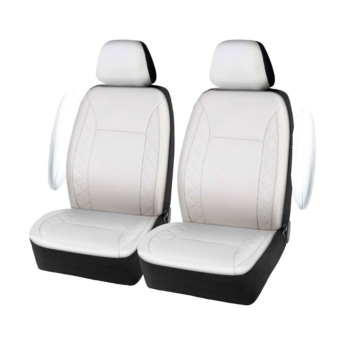SCA Leather Look White Quilted Seat Cover, , scaau_hi-res