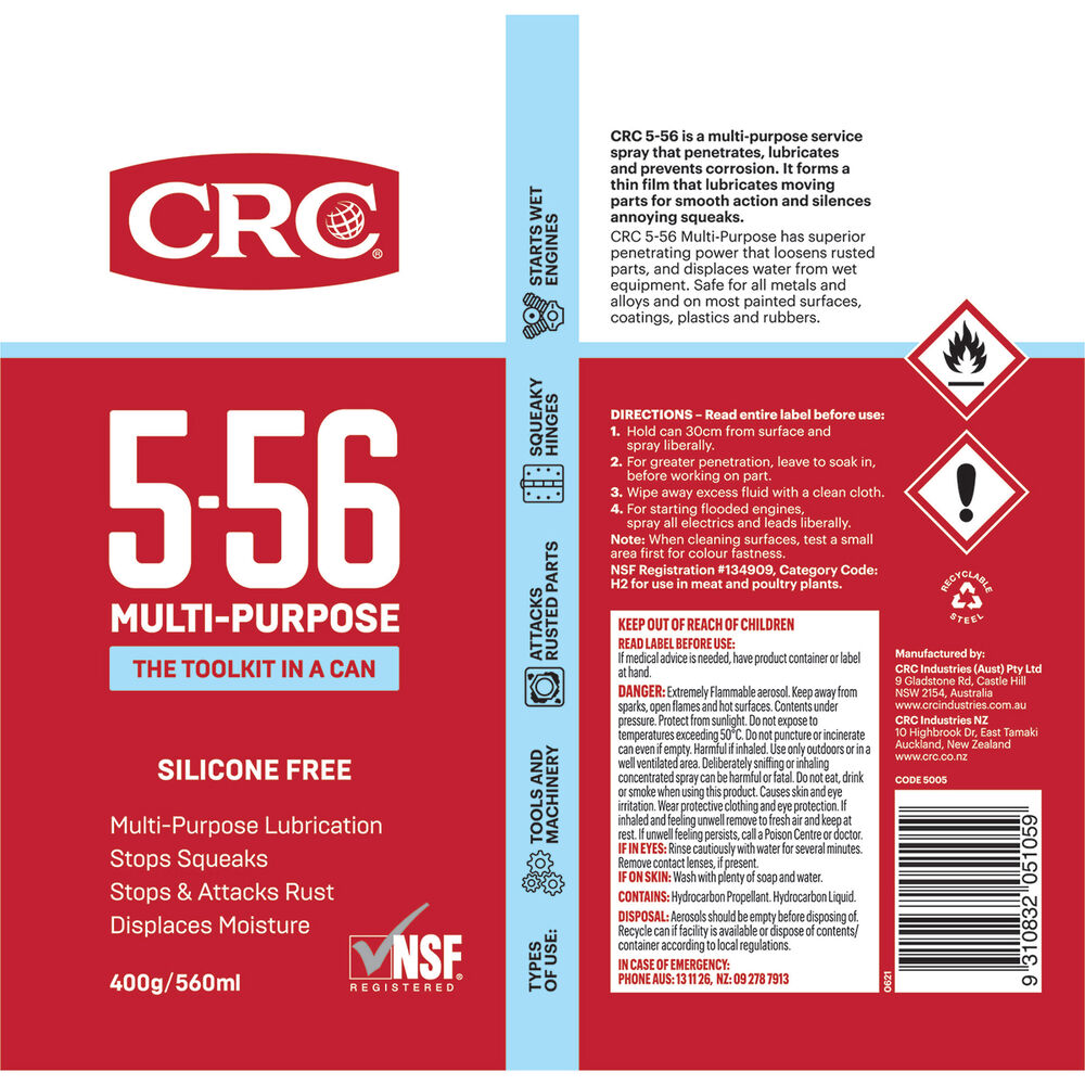 5.56 MultiPurpose Lubricant CRC 400g Supercheap Auto
