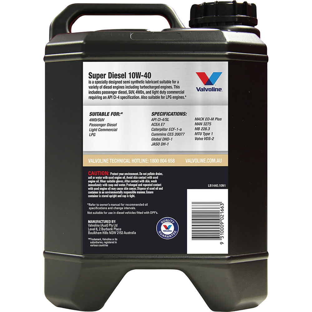Valvoline Super Diesel Engine Oil 10W40 10 Litre