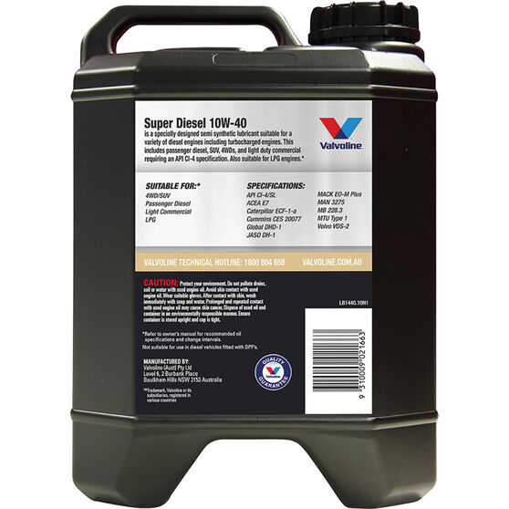 Valvoline Super Diesel Engine Oil 10W40 10 Litre Supercheap Auto