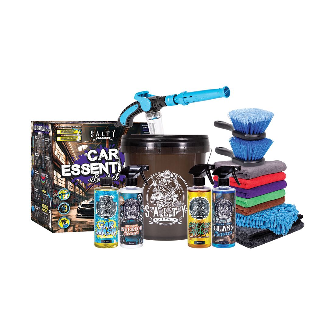 Salty Captain Car Essentials Bucket Detailing Kit, , scaau_hi-res