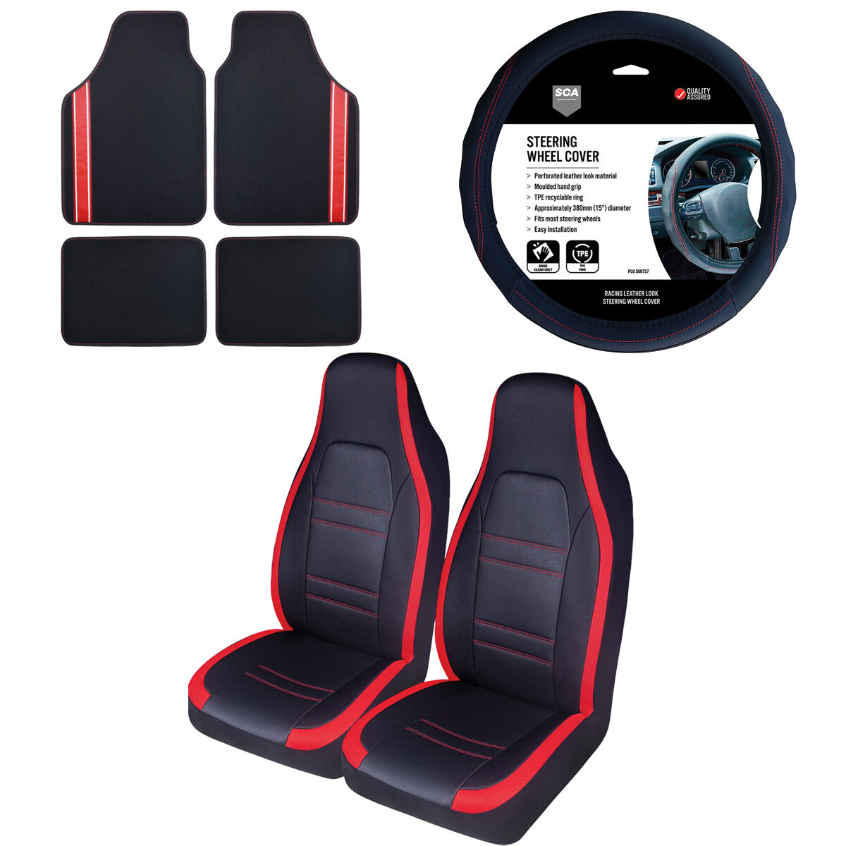 SCA Racing Seat Cover Set Red