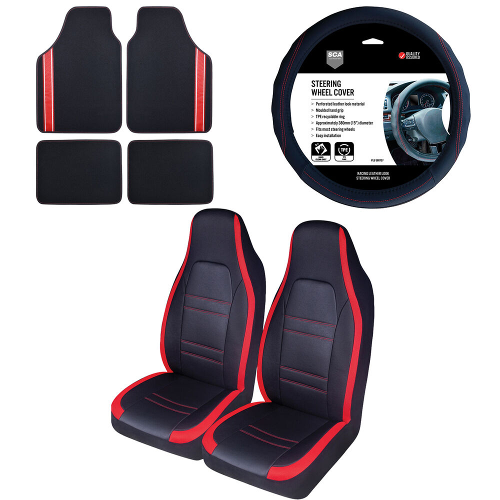 SCA Racing Seat Cover Combo Red Supercheap Auto