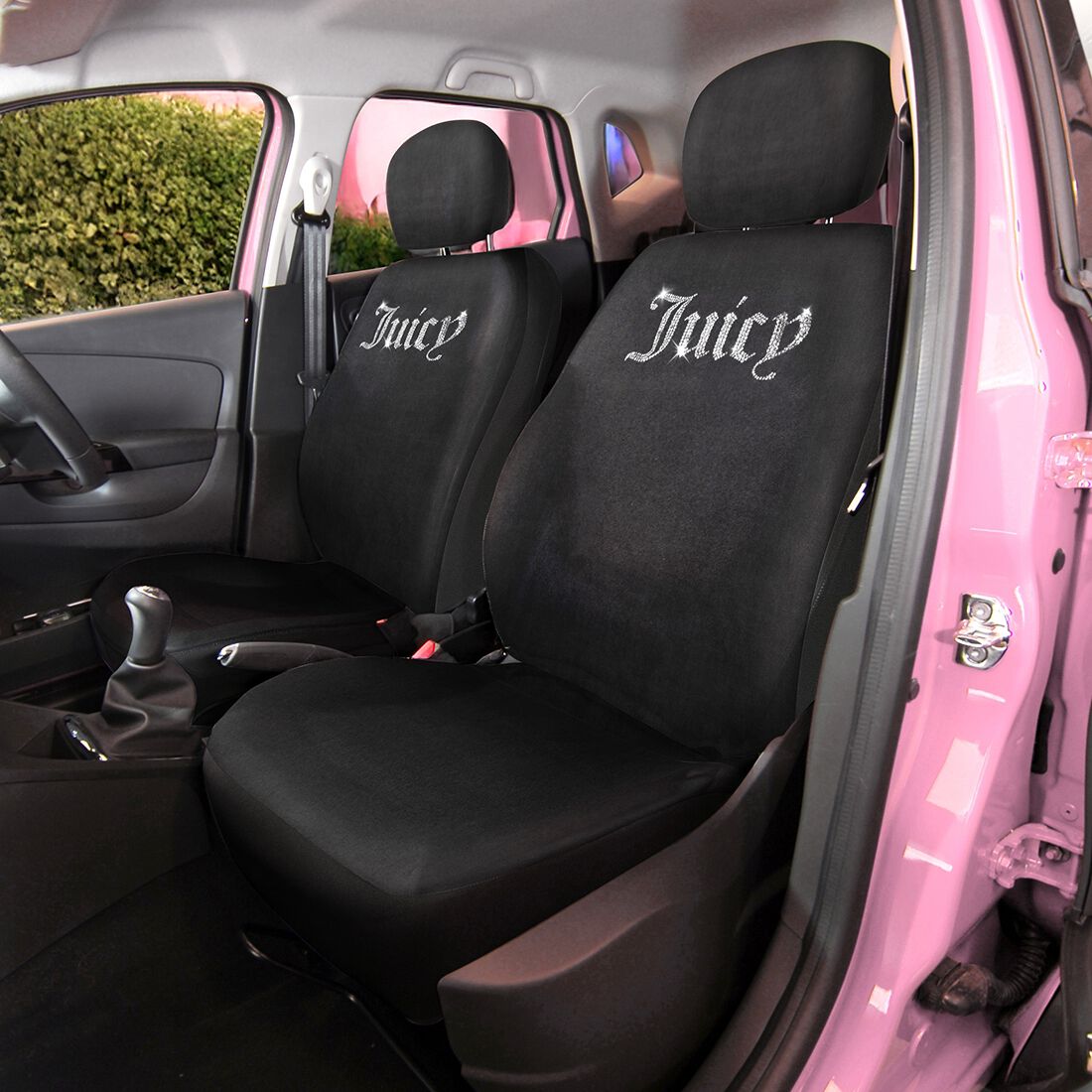 Juicy Couture 2 Piece OG Big Bling Seat Covers - Black, , scaau_hi-res