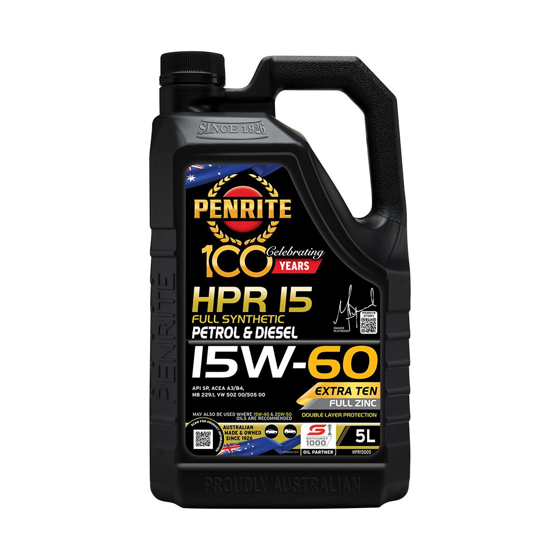 Penrite HPR 15 Engine Oil - 15W-60, 5 Litre, , scaau_hi-res