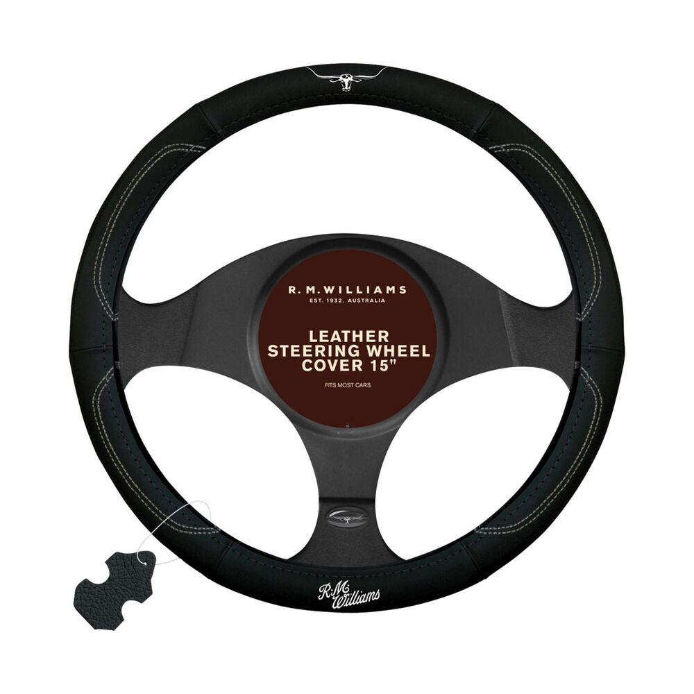 R.M.Williams Steering Wheel Cover Leather Black 380mm Supercheap Auto