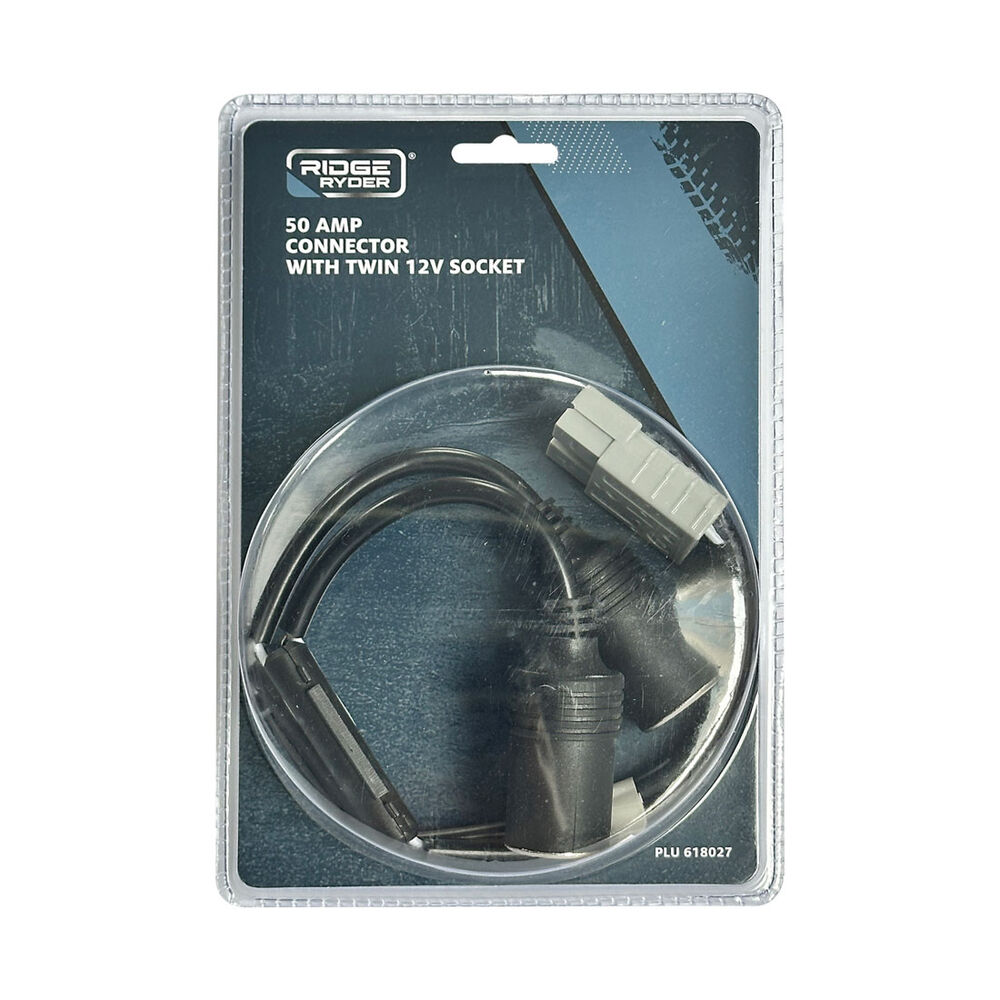 SCA 50 Amp Plug 12V Twin Socket, 30cm, 16 AWG Supercheap Auto
