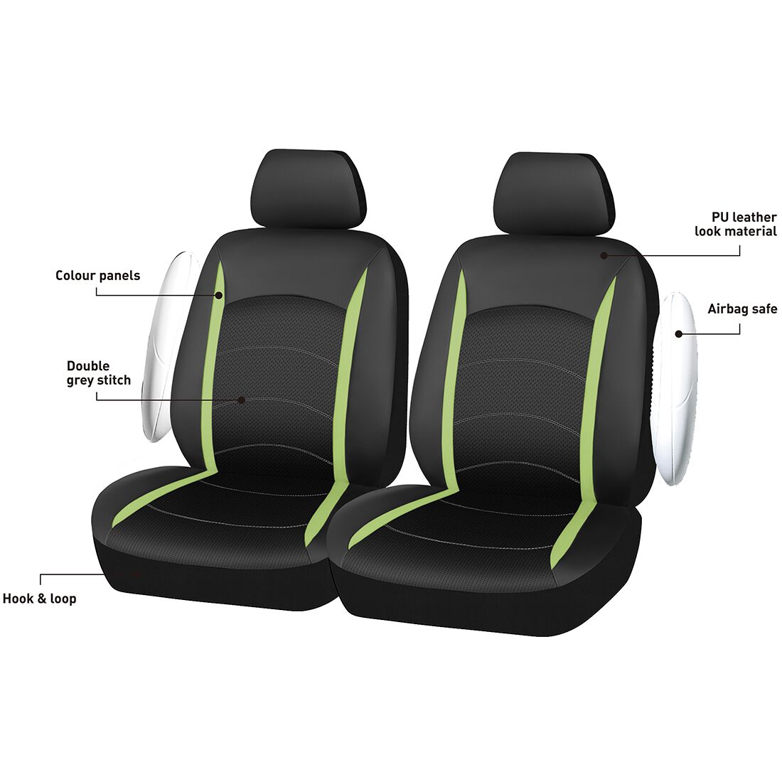 SCA Seat Cover Leather Look and Mesh Size 30A Green, , scaau_hi-res