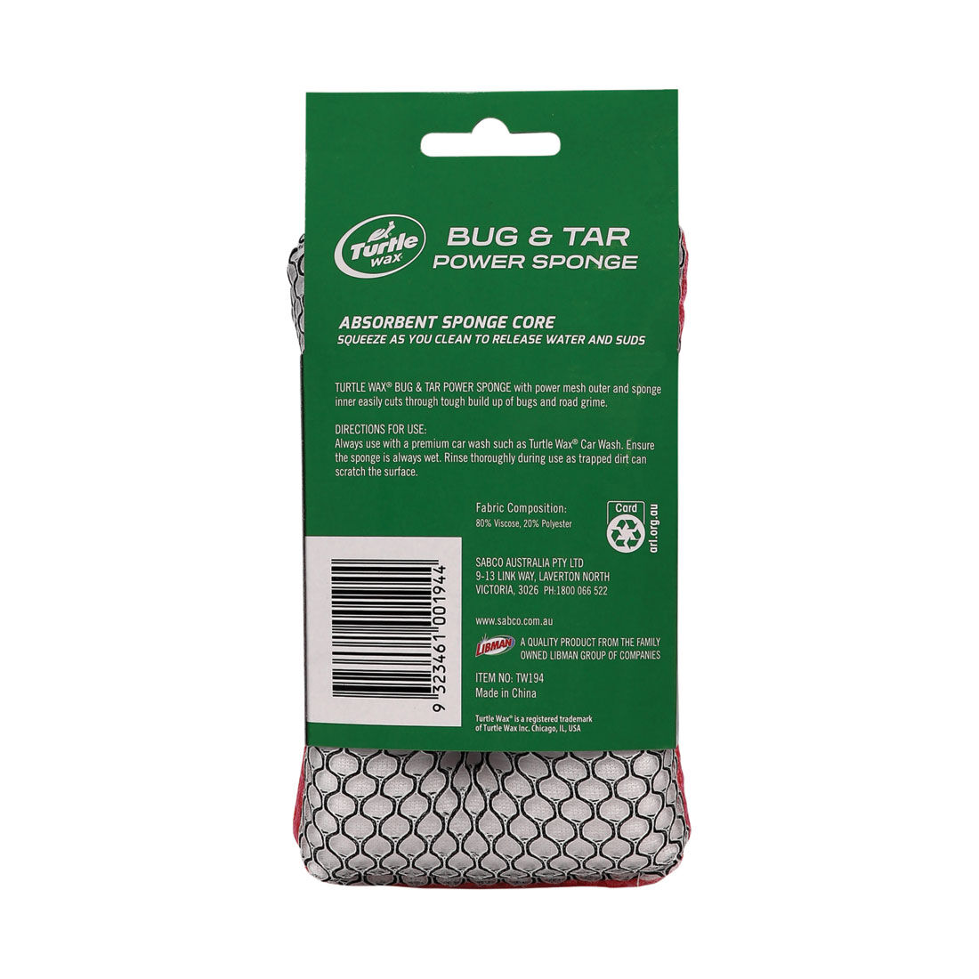 Turtle Wax Power Bug & Tar Sponge, , scaau_hi-res