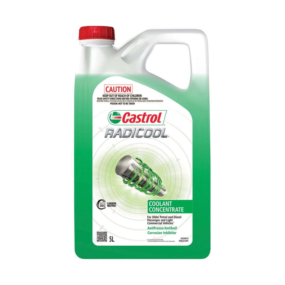 Castrol Green Radicool Anti-Freeze/Anti-Boil Coolant Concentrate - 5 Litres, , scaau_hi-res