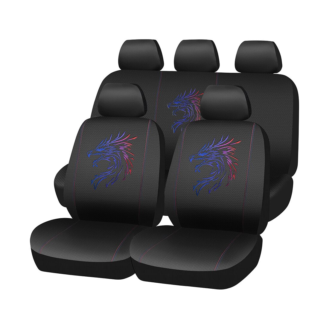 SCA Dragon Seat Cover Pack Red/Black Adjustable Headrests Airbag Compatible 30&06H SAB, , scaau_hi-res