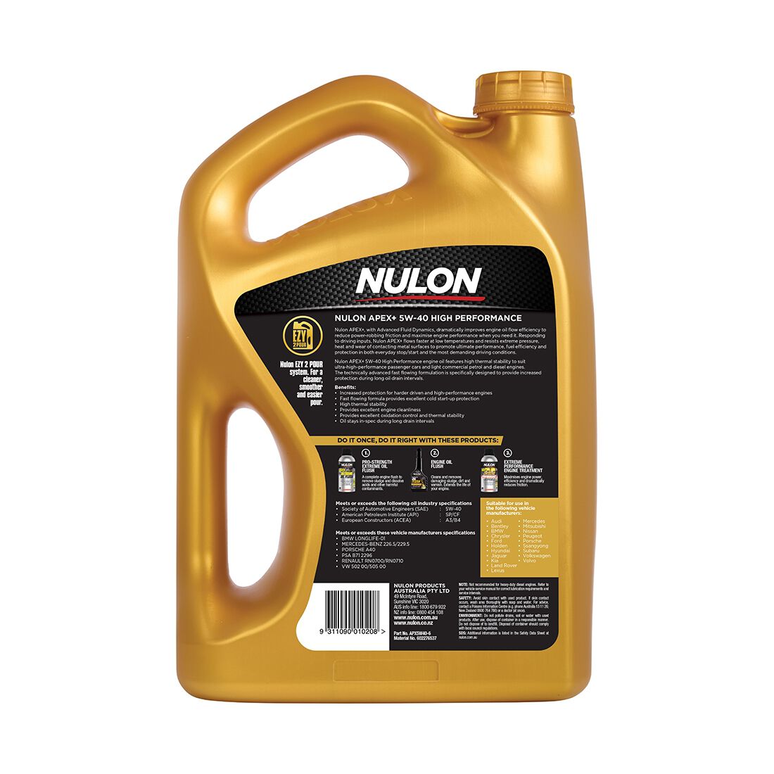 Nulon Apex+ 5W-40 Performance Engine Oil 6 Litre, , scaau_hi-res