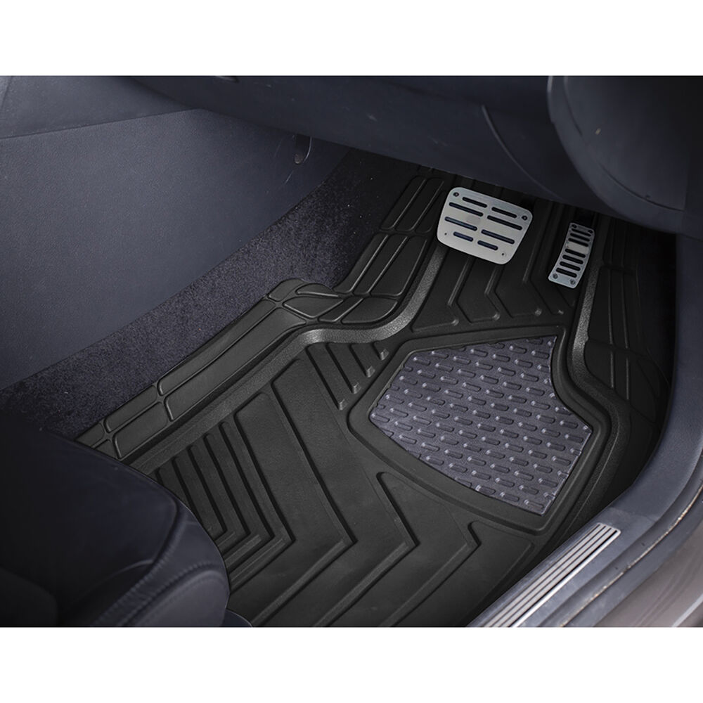 SCA Two Tone Car Floor Mats Black/Grey, Set of 4 Supercheap Auto