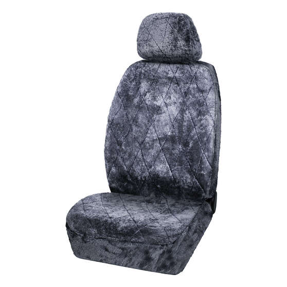 SCA Diamond Cut Sheepskin Single Seat Cover Slate Adjustable