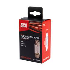 SCA Incandescent Globe - 11X36MM 12V 5W - 2 Pack, , scaau_hi-res