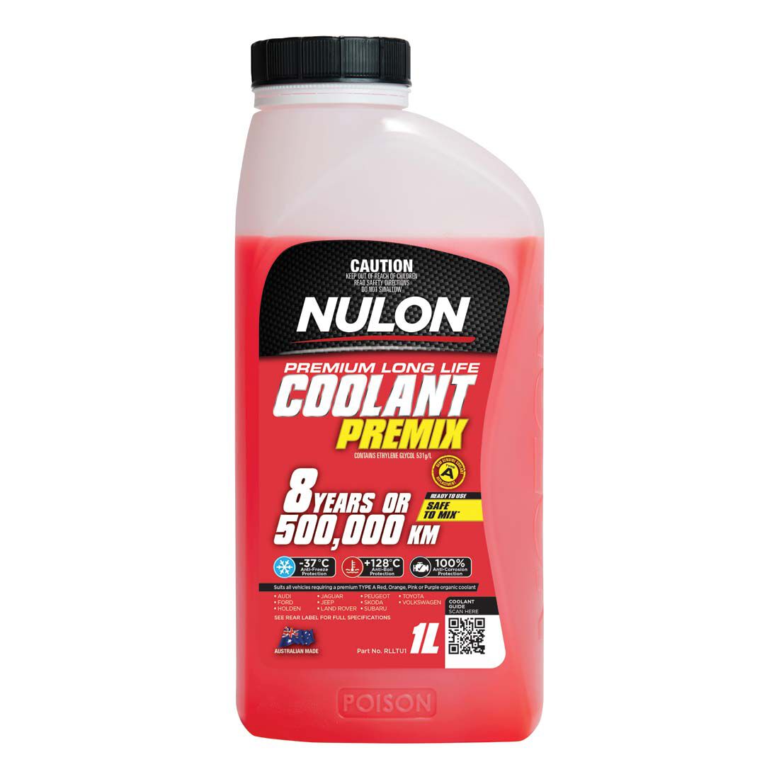 Nulon Red Long Life Anti-Freeze/Anti-Boil Coolant Premix - 1 Litre, , scaau_hi-res