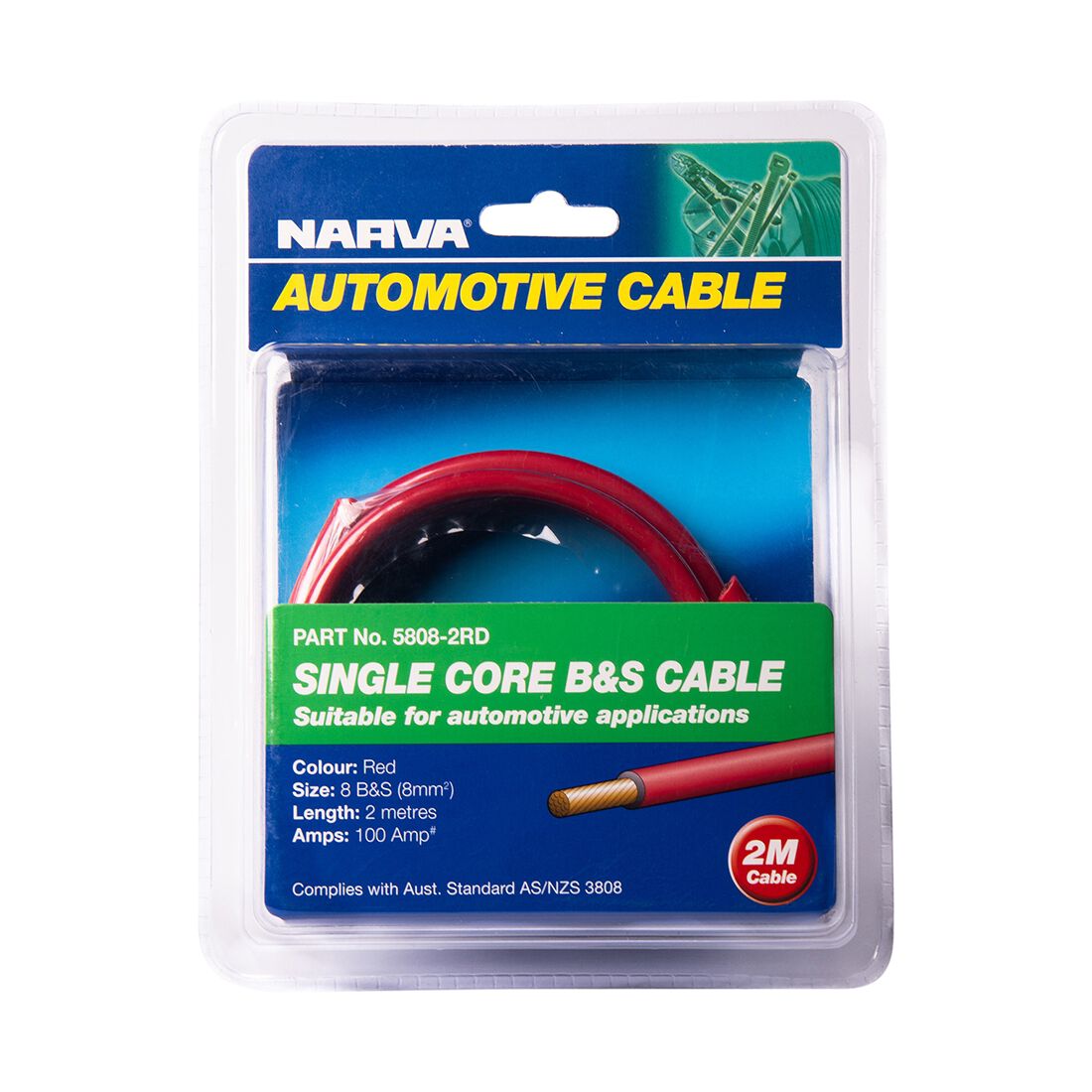 Narva Battery & Starter Cable, 100 Amp, 8mm x 2m - Red, , scaau_hi-res