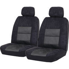 SCA Premium Jacquard and Velour Seat Covers - Black Adjustable Headrest size 30 Front Pair Airbag Compatible, , scaau_hi-res