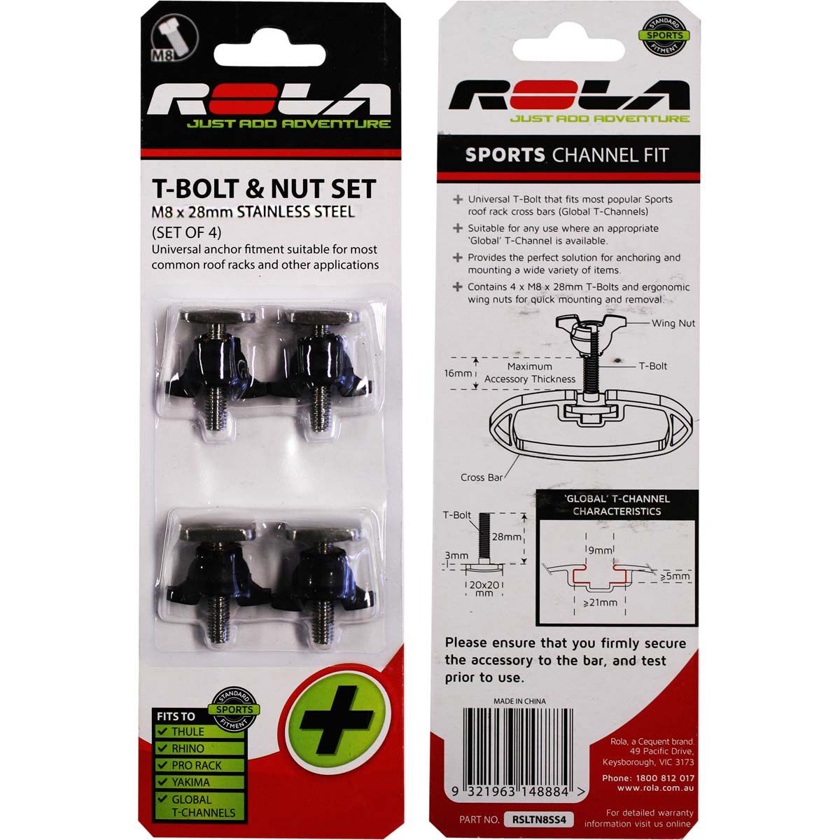 Rola Roof Rack T Bolt M8 Stainless Steel 4 Pack Supercheap Auto