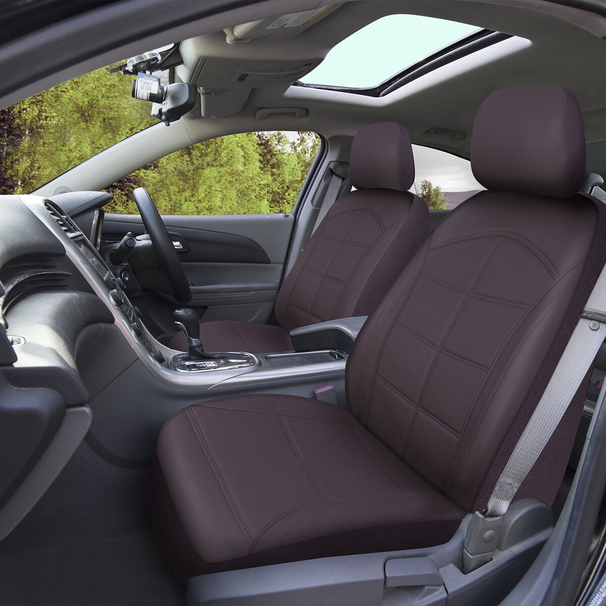 SCA Leather Look Burgundy Grid Seat Cover, , scaau_hi-res