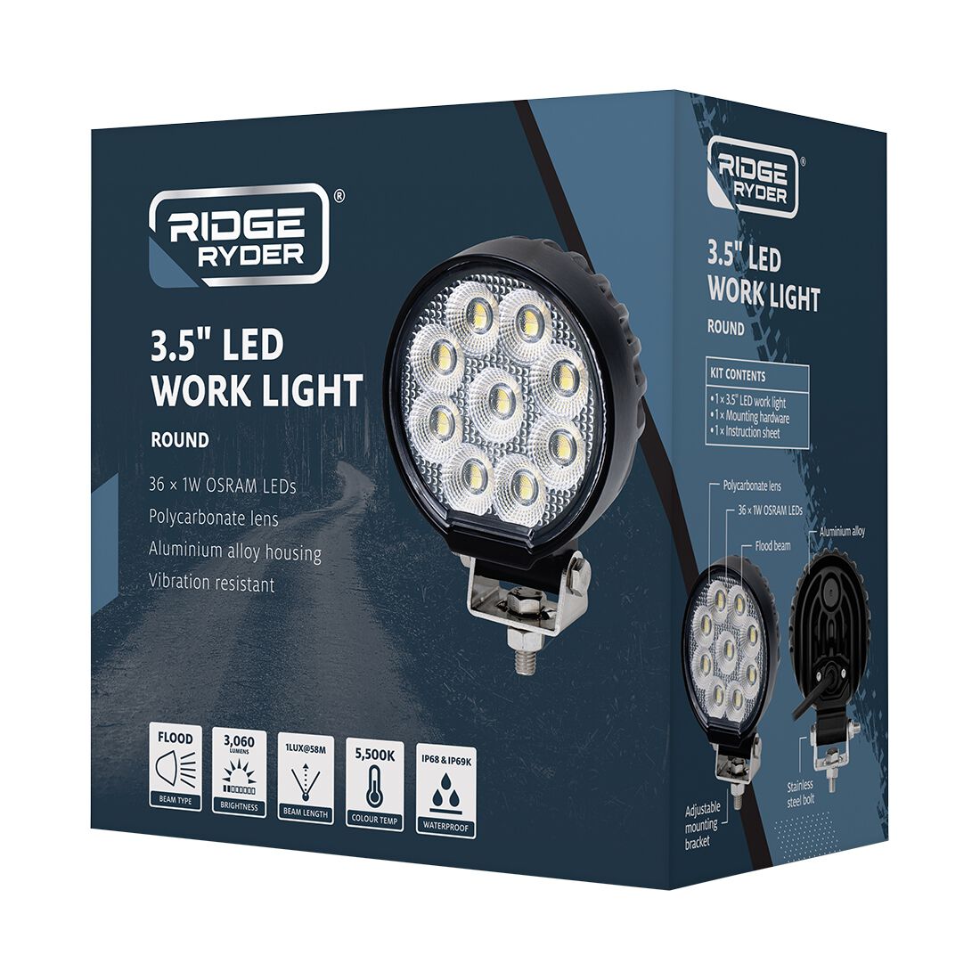 Ridge Ryder LED Work Lamp - 3.5" Round, , scaau_hi-res