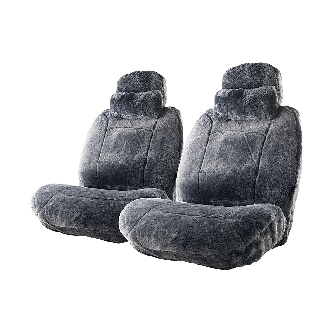Platinum CLOUDLUX Sheepskin Seat Covers - Slate Adjustable Headrests Size 30 Airbag Compatible, , scaau_hi-res