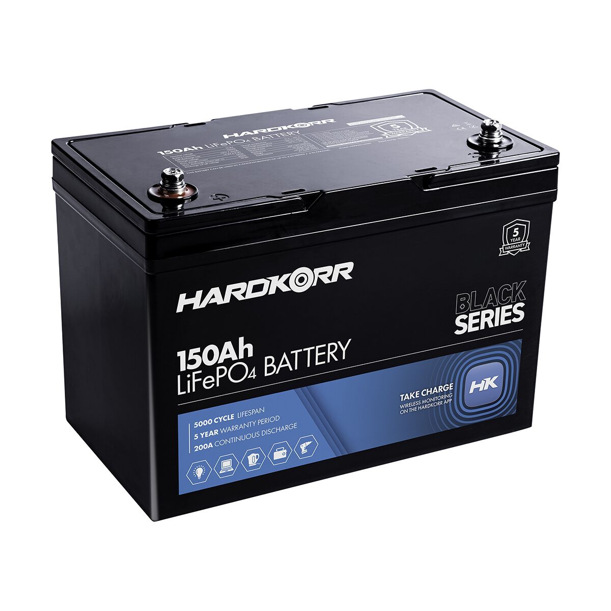 Hardkorr Lithium Deep Cycle Battery 12.8V 150Ah LiFePO4 With Bluetooth, , scaau_hi-res