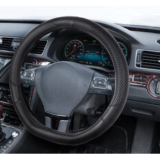SCA Steering Wheel Cover - Leather Look, Black, D Shape, , scaau_hi-res