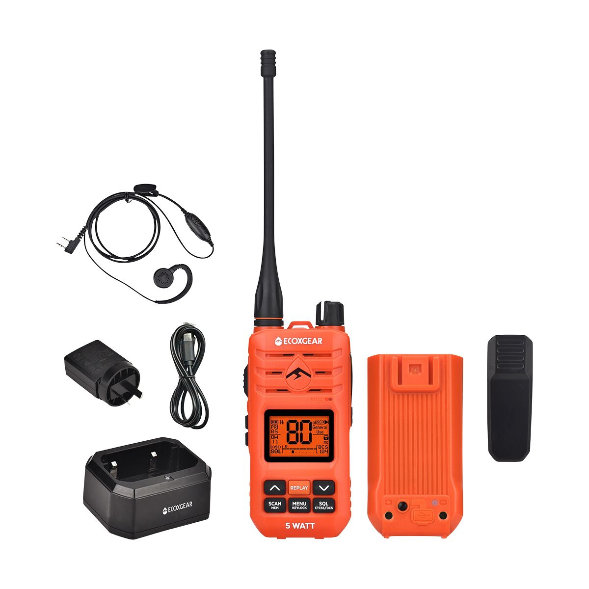 ECOXGEAR EXG510SORG Handheld 5W UHF Radio Blaze Orange, , scaau_hi-res
