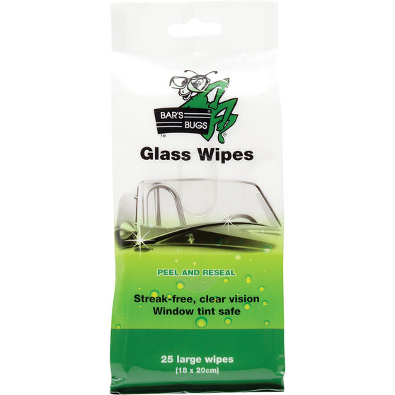 Bar's Bugs Glass Cleaning Wipes 25 Pack, , scaau_hi-res