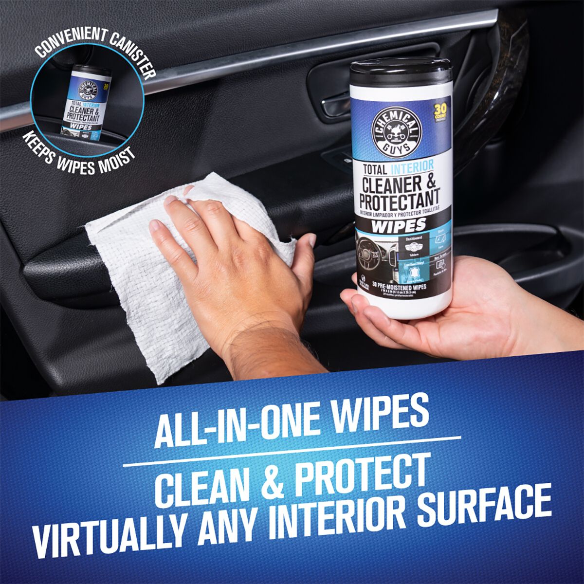 Chemical Guys Total Interior Clean & Protectant 30PK Wipes, , scaau_hi-res