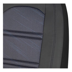 SCA Memory Foam Jacquard & Leather Look Seat Covers Black/Blue Adjustable Headrests Airbag Compatible, , scaau_hi-res
