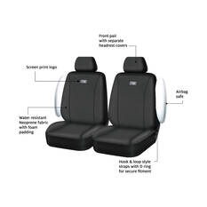 Ridge Ryder Neoprene Seat Covers Black Adjustable Headrests Airbag Compatible 30SAB, , scaau_hi-res