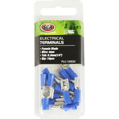 SCA Electrical Terminals - Female Blade, Blue, 6.3mm, 14 Pack, , scaau_hi-res