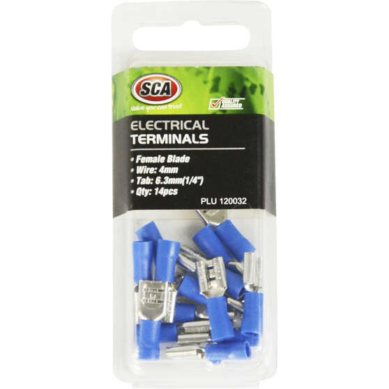 SCA Electrical Terminals - Female Blade, 6.3mm Blue, 14 Pack, , scaau_hi-res