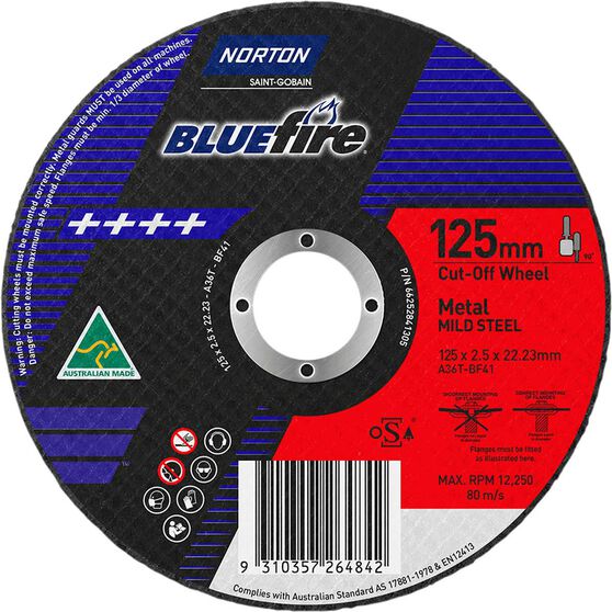 Norton Metal Cut off Disc 125mm x 2.5mm x 22mm, , scaau_hi-res