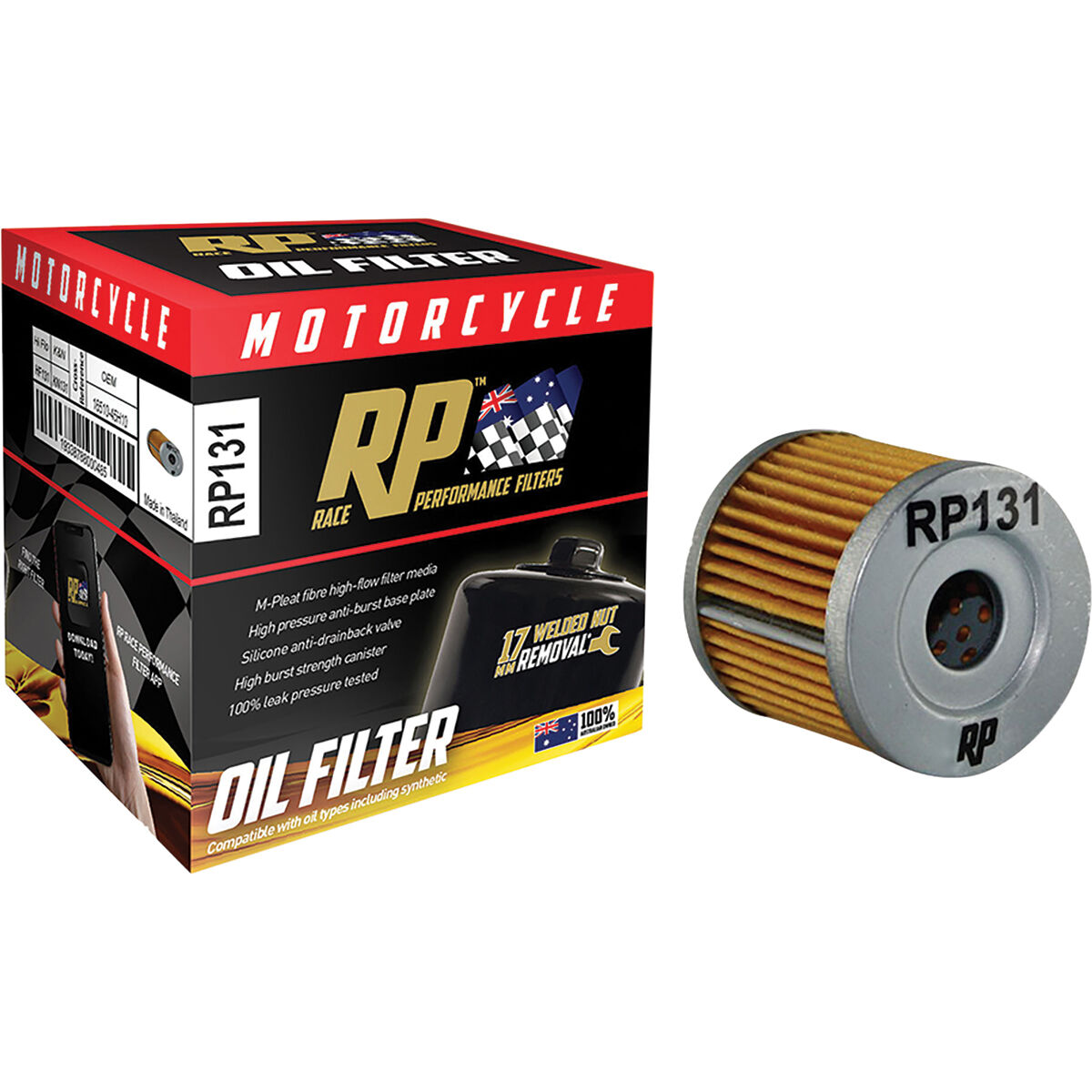 Race Performance Motorcycle Oil Filter RP131, , scaau_hi-res