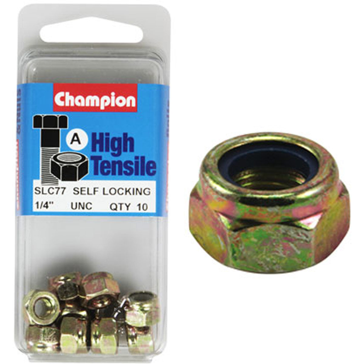 Champion High Tensile Nyloc Nuts SLC77, UNC 1/4, , scaau_hi-res