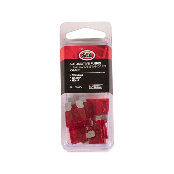 SCA Automotive Fuses Standard Blade, 10 Amp, 6 Piece Supercheap Auto