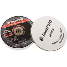 ToolPRO Metal Cut Off Disc 100mm x 1.2mm x 16mm 10 Pack, , scaau_hi-res