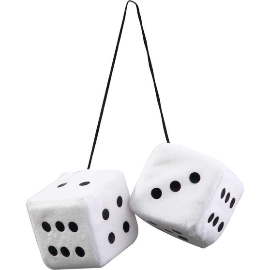 SCA Fluffy Dice Black with White Dots or White with Black Dots