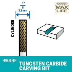 Dremel Max Life 3.2mm Tungsten Carbide Carving Bit Sq Top, , scaau_hi-res
