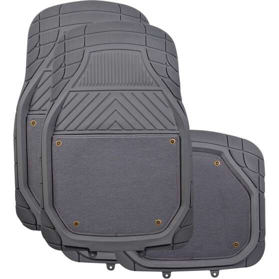 Ridge Ryder Deep Dish Combo Carpet/PVC Car Floor Mats - Set of 4, Charcoal, , scaau_hi-res