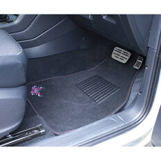 SCA Butterfly Carpet Car Floor Mats - Set of 4, Black/Pink/Blue, , scaau_hi-res
