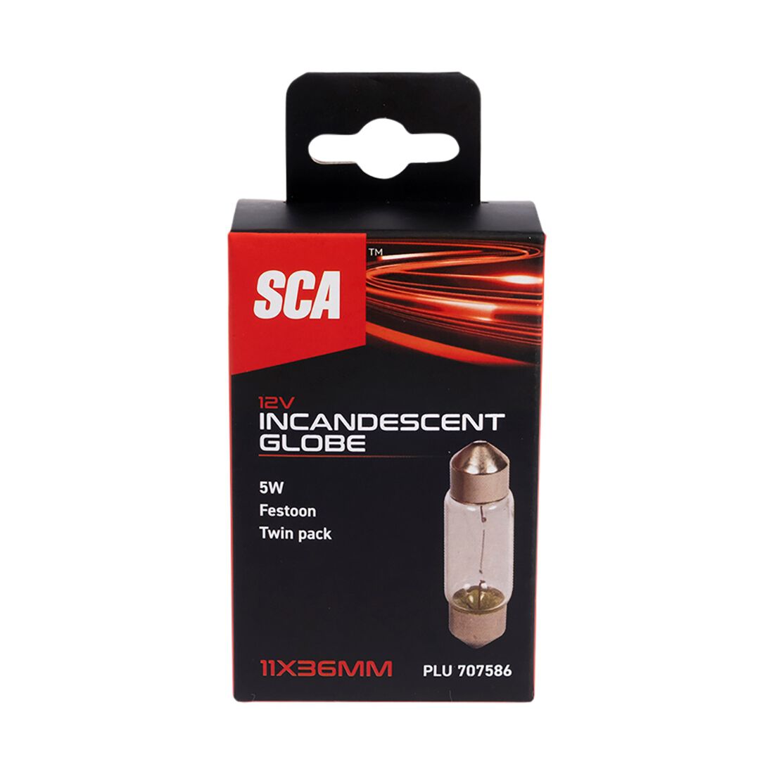 SCA Incandescent Globe - 11X36MM 12V 5W - 2 Pack, , scaau_hi-res