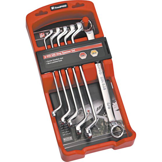 ToolPRO Spanner Set Double Ring End SAE 6 Piece Supercheap Auto
