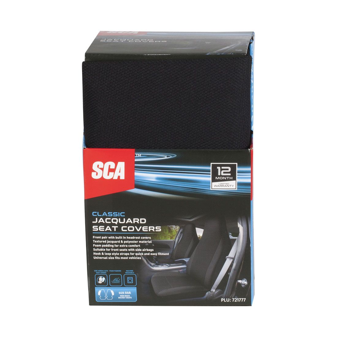 SCA Jacquard Seat Covers Black, Built-in Headrests, Airbag Compatible, Size 60A, , scaau_hi-res