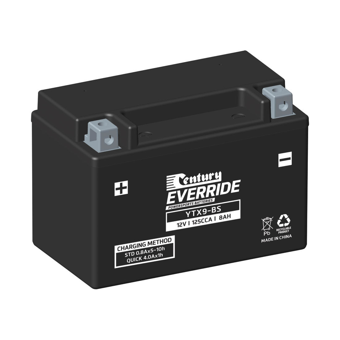 Century EverRide Powersports Battery YTX9-BS, , scaau_hi-res